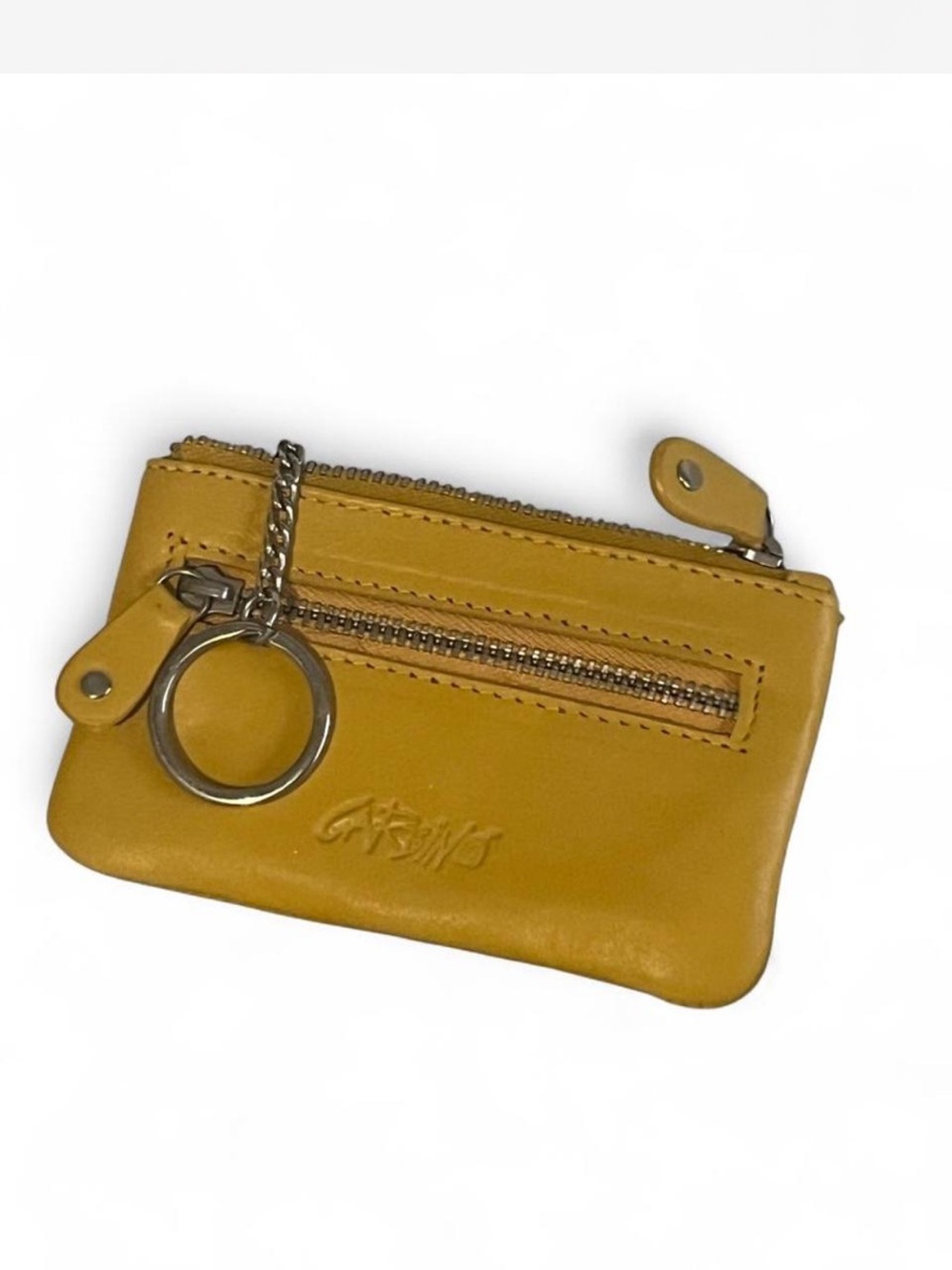Vera Pelle Yellow Leather Keychain Coin Pouch